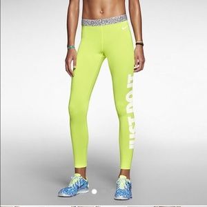 NWOT Yellow Nike Pro Sri-Fit Training Tights